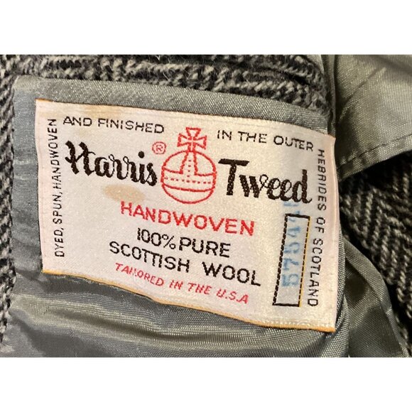 Vtg Harris Tweed Sport Coat Sz 42R Black Gray Handwoven 100% Scottish Wool - Picture 2 of 8